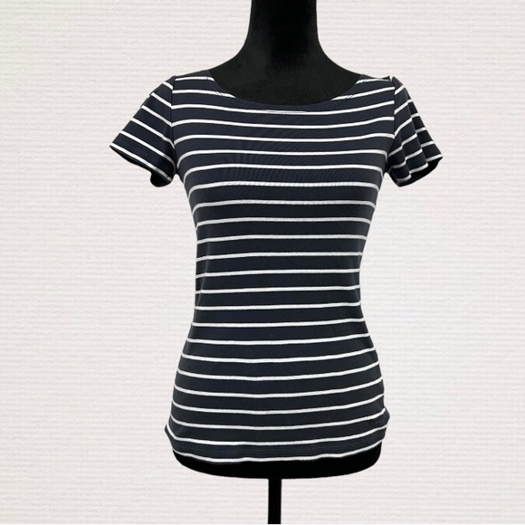 Women’s Small Blue & White Stripe ESPRIT SS Top - Picture 3 of 7
